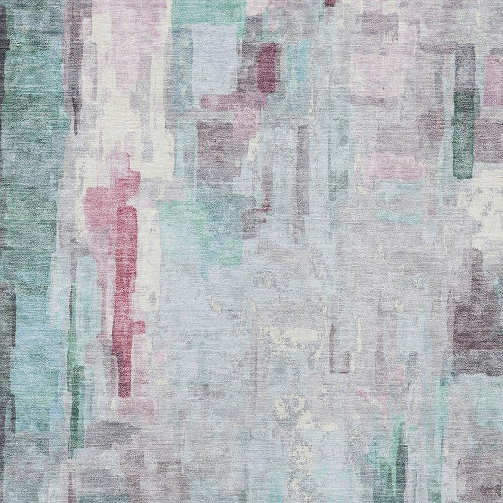 8' X 10' Sky Blue And Mauve Abstract Washable Indoor Outdoor Area Rug HomeRoots