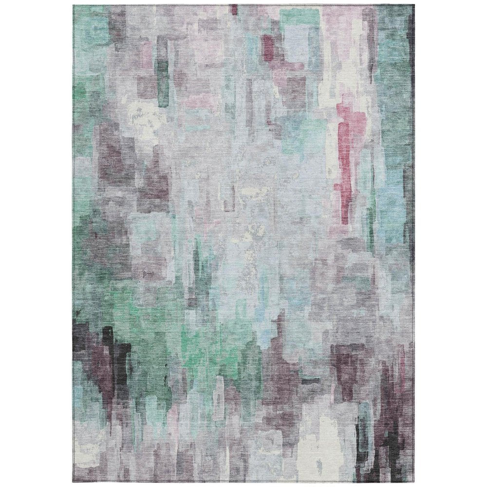 8' X 10' Sky Blue And Mauve Abstract Washable Indoor Outdoor Area Rug HomeRoots