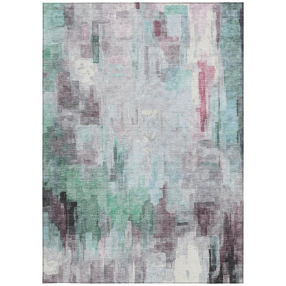 8' X 10' Sky Blue And Mauve Abstract Washable Indoor Outdoor Area Rug HomeRoots