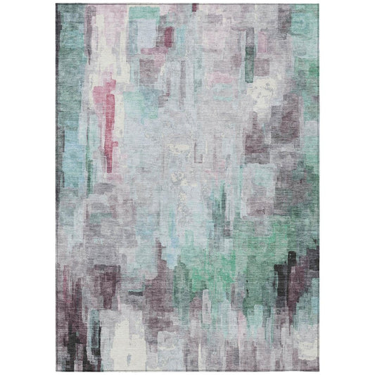 8' X 10' Sky Blue And Mauve Abstract Washable Indoor Outdoor Area Rug HomeRoots