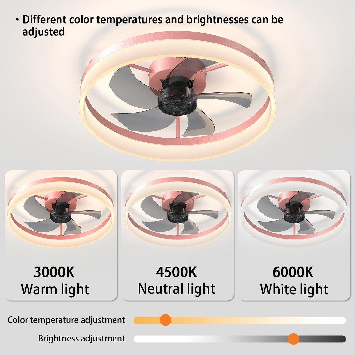 Ceiling Fans with Lights Dimmable LED Embedded installation of thin modern ceiling fans(Pink) - FurniFindUSA