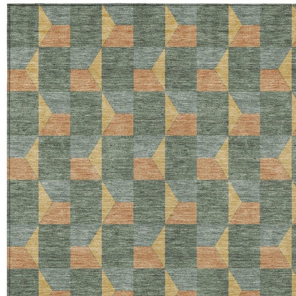 10' X 14' Green And Gray Geometric Washable Indoor Outdoor Area Rug HomeRoots