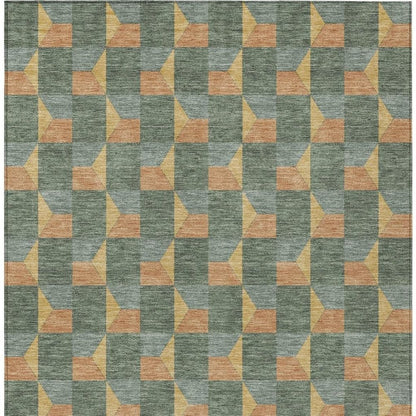 10' X 14' Green And Gray Geometric Washable Indoor Outdoor Area Rug HomeRoots