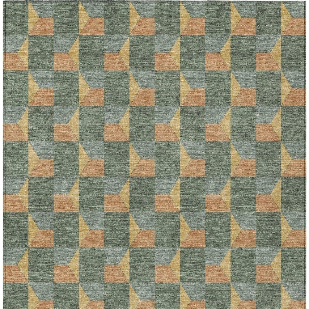 10' X 14' Green And Gray Geometric Washable Indoor Outdoor Area Rug HomeRoots