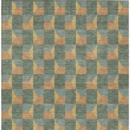 10' X 14' Green And Gray Geometric Washable Indoor Outdoor Area Rug HomeRoots