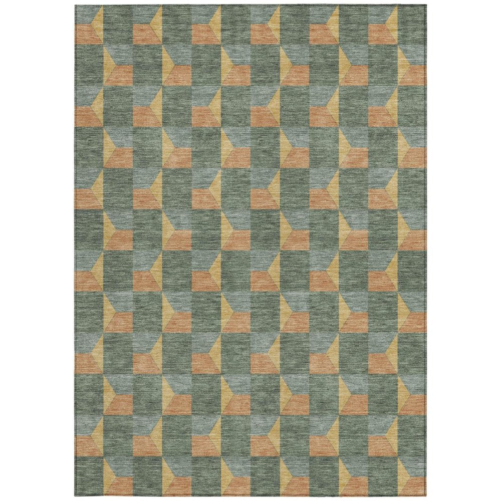 10' X 14' Green And Gray Geometric Washable Indoor Outdoor Area Rug HomeRoots