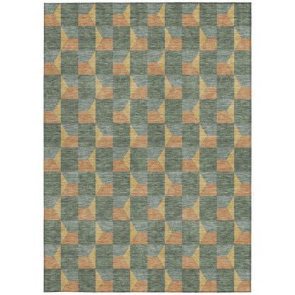 10' X 14' Green And Gray Geometric Washable Indoor Outdoor Area Rug HomeRoots
