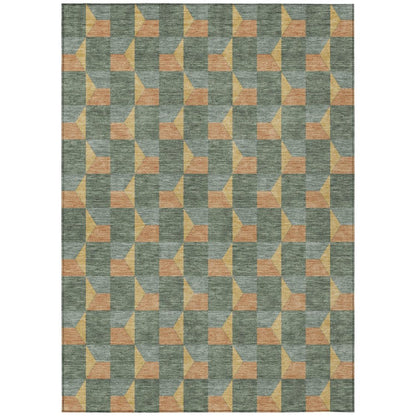 10' X 14' Green And Gray Geometric Washable Indoor Outdoor Area Rug HomeRoots