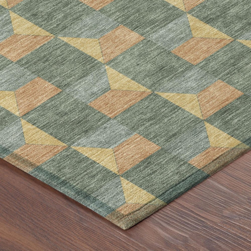 10' X 14' Green And Gray Geometric Washable Indoor Outdoor Area Rug HomeRoots
