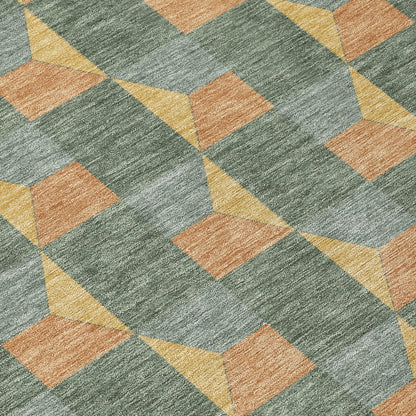 10' X 14' Green And Gray Geometric Washable Indoor Outdoor Area Rug HomeRoots