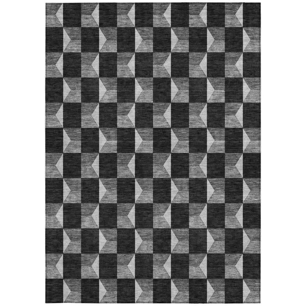 3' X 5' Black And Ivory Geometric Washable Indoor Outdoor Area Rug HomeRoots