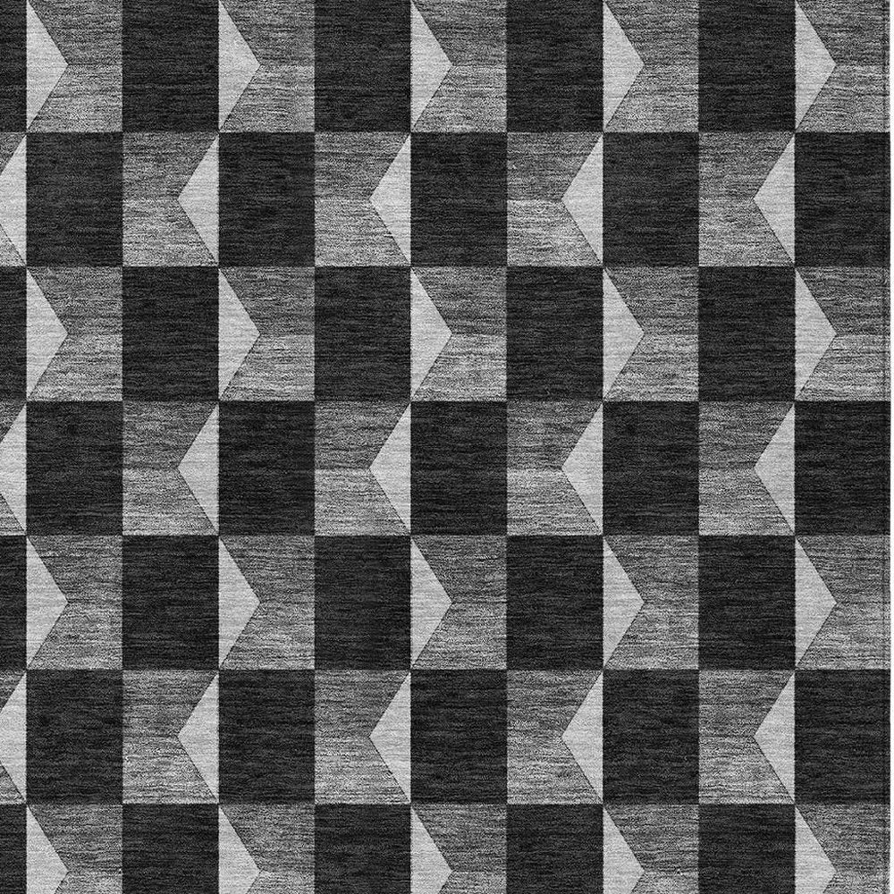 5' X 8' Black And Ivory Geometric Washable Indoor Outdoor Area Rug — view 4
