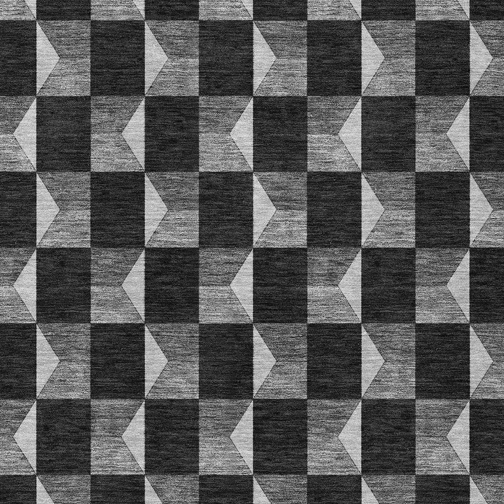 5' X 8' Black And Ivory Geometric Washable Indoor Outdoor Area Rug HomeRoots
