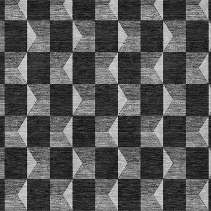 10' X 14' Black And Ivory Geometric Washable Indoor Outdoor Area Rug HomeRoots