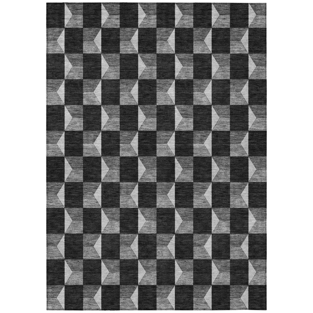 10' X 14' Black And Ivory Geometric Washable Indoor Outdoor Area Rug HomeRoots