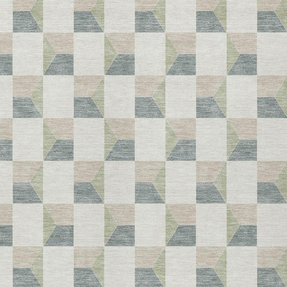 5' X 8' Green And Teal Blue Geometric Washable Indoor Outdoor Area Rug — view 4