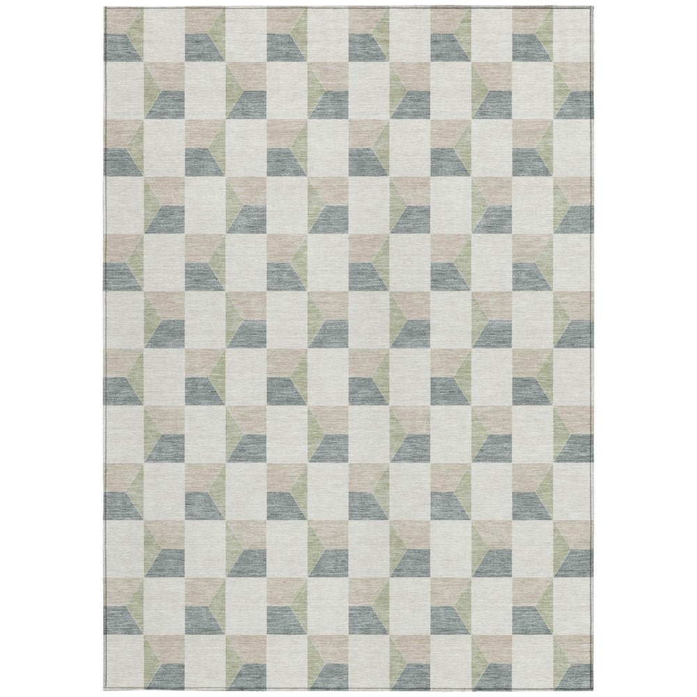 5' X 8' Green And Teal Blue Geometric Washable Indoor Outdoor Area Rug HomeRoots