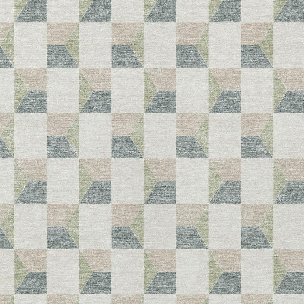 8' X 10' Green And Teal Blue Geometric Washable Indoor Outdoor Area Rug HomeRoots