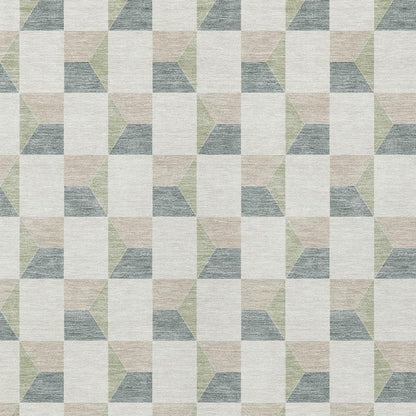8' X 10' Green And Teal Blue Geometric Washable Indoor Outdoor Area Rug HomeRoots