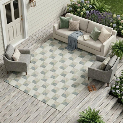 8' X 10' Green And Teal Blue Geometric Washable Indoor Outdoor Area Rug HomeRoots