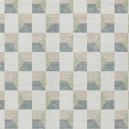 9' X 12' Green And Teal Blue Geometric Washable Indoor Outdoor Area Rug HomeRoots