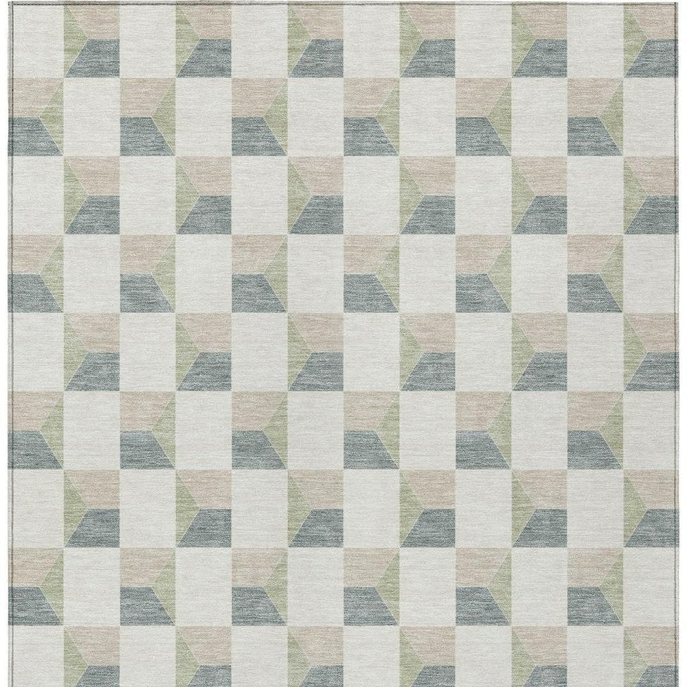 9' X 12' Green And Teal Blue Geometric Washable Indoor Outdoor Area Rug HomeRoots