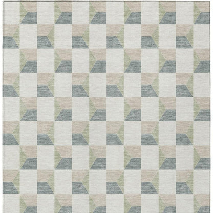 9' X 12' Green And Teal Blue Geometric Washable Indoor Outdoor Area Rug HomeRoots