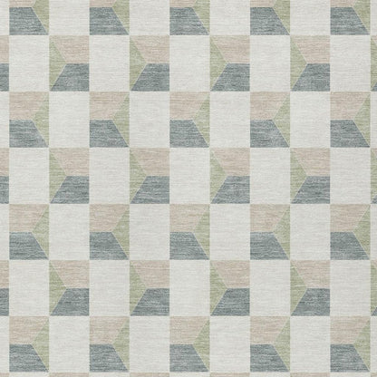9' X 12' Green And Teal Blue Geometric Washable Indoor Outdoor Area Rug HomeRoots
