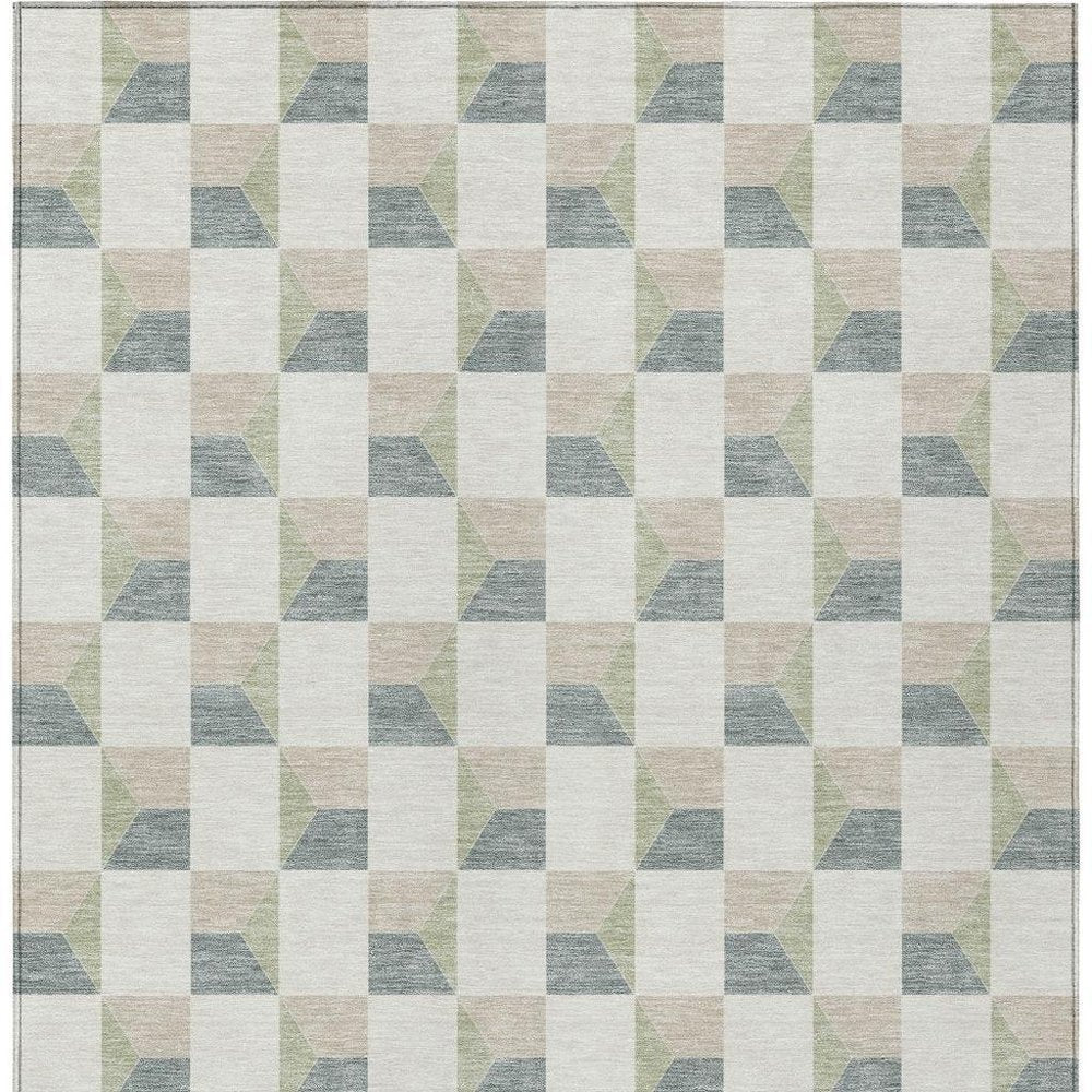 9' X 12' Green And Teal Blue Geometric Washable Indoor Outdoor Area Rug HomeRoots