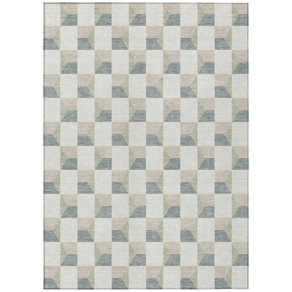 9' X 12' Green And Teal Blue Geometric Washable Indoor Outdoor Area Rug HomeRoots