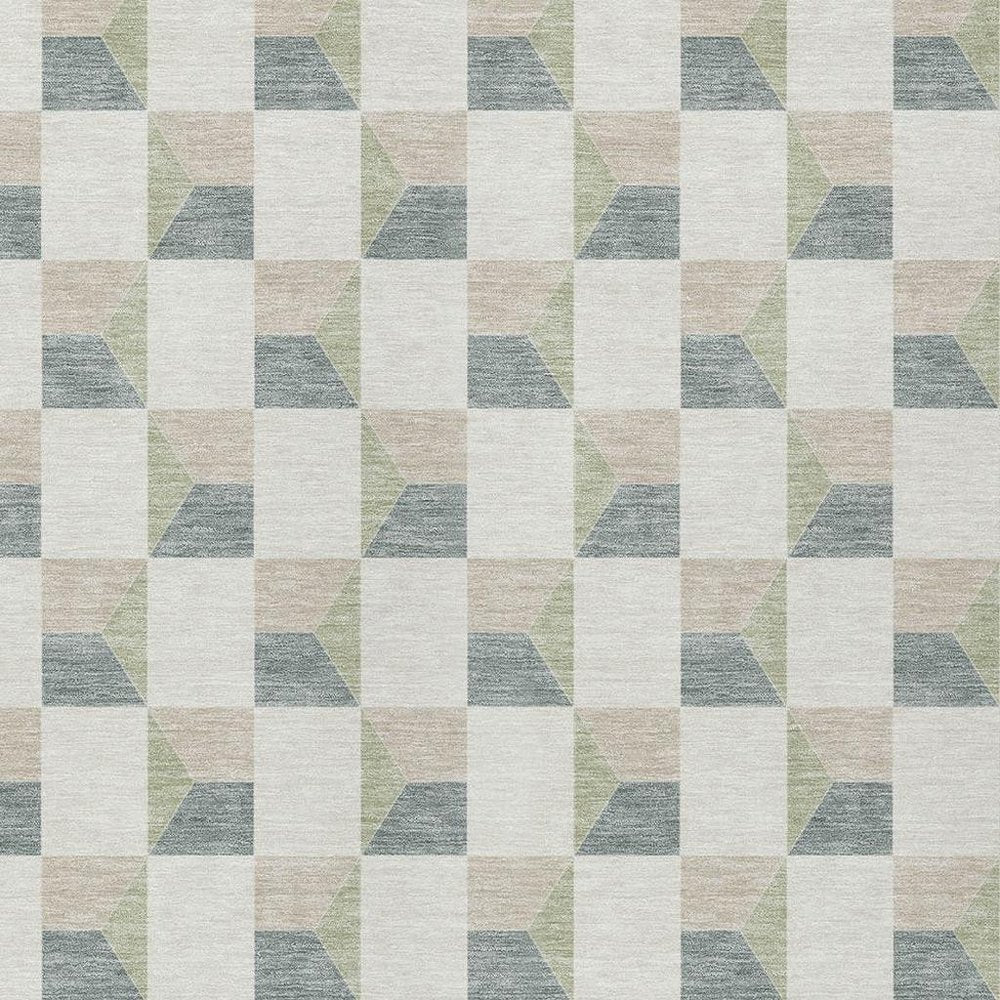 10' X 14' Green And Teal Blue Geometric Washable Indoor Outdoor Area Rug HomeRoots
