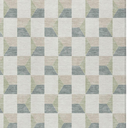 10' X 14' Green And Teal Blue Geometric Washable Indoor Outdoor Area Rug HomeRoots