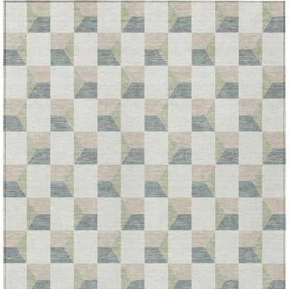 10' X 14' Green And Teal Blue Geometric Washable Indoor Outdoor Area Rug HomeRoots