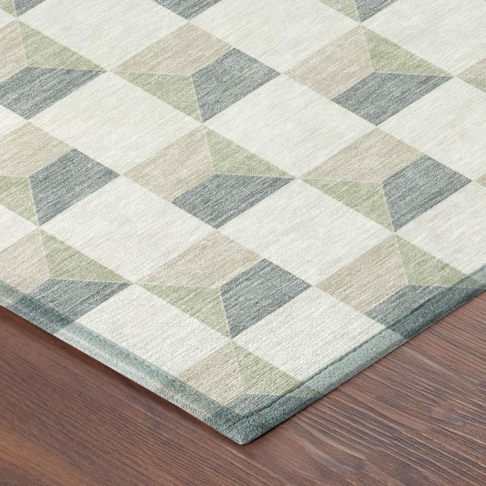 10' X 14' Green And Teal Blue Geometric Washable Indoor Outdoor Area Rug HomeRoots