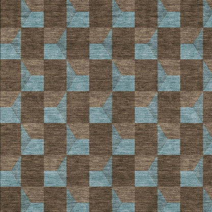 3' X 5' Chocolate And Silver Geometric Washable Indoor Outdoor Area Rug HomeRoots