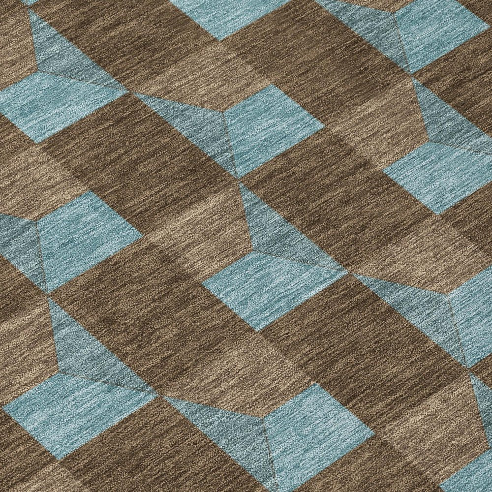 3' X 5' Chocolate And Silver Geometric Washable Indoor Outdoor Area Rug HomeRoots