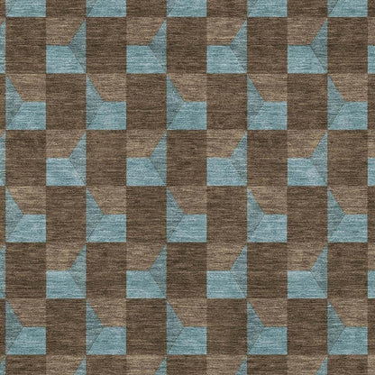 5' X 8' Chocolate And Silver Geometric Washable Indoor Outdoor Area Rug HomeRoots