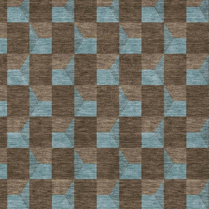 8' X 10' Chocolate And Silver Geometric Washable Indoor Outdoor Area Rug HomeRoots