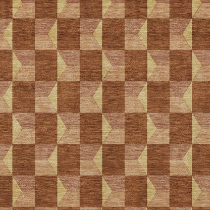 3' X 5' Orange And Brown Geometric Washable Indoor Outdoor Area Rug HomeRoots