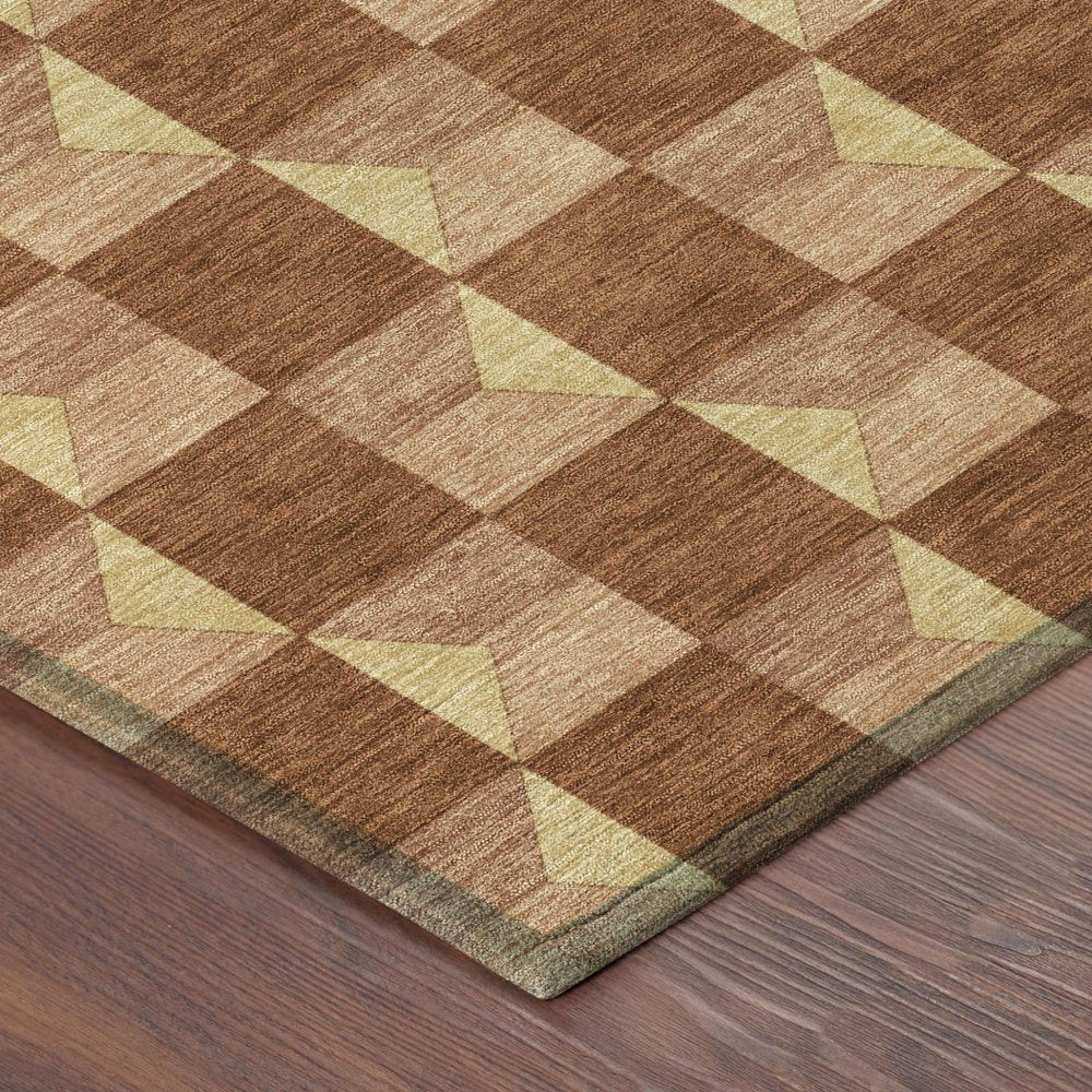 3' X 5' Orange And Brown Geometric Washable Indoor Outdoor Area Rug — view 11