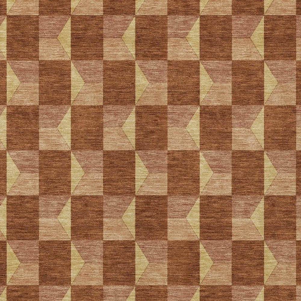 8' X 10' Orange And Brown Geometric Washable Indoor Outdoor Area Rug HomeRoots