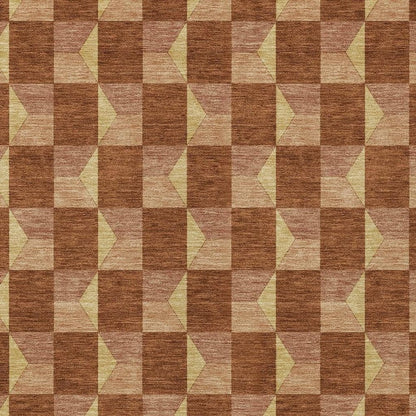 8' X 10' Orange And Brown Geometric Washable Indoor Outdoor Area Rug HomeRoots