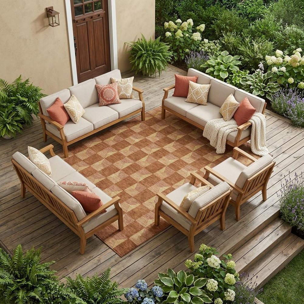 8' X 10' Orange And Brown Geometric Washable Indoor Outdoor Area Rug HomeRoots