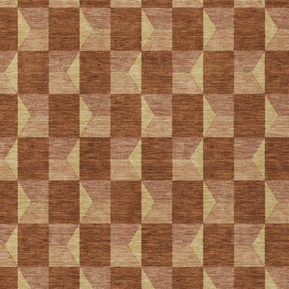 9' X 12' Orange And Brown Geometric Washable Indoor Outdoor Area Rug HomeRoots