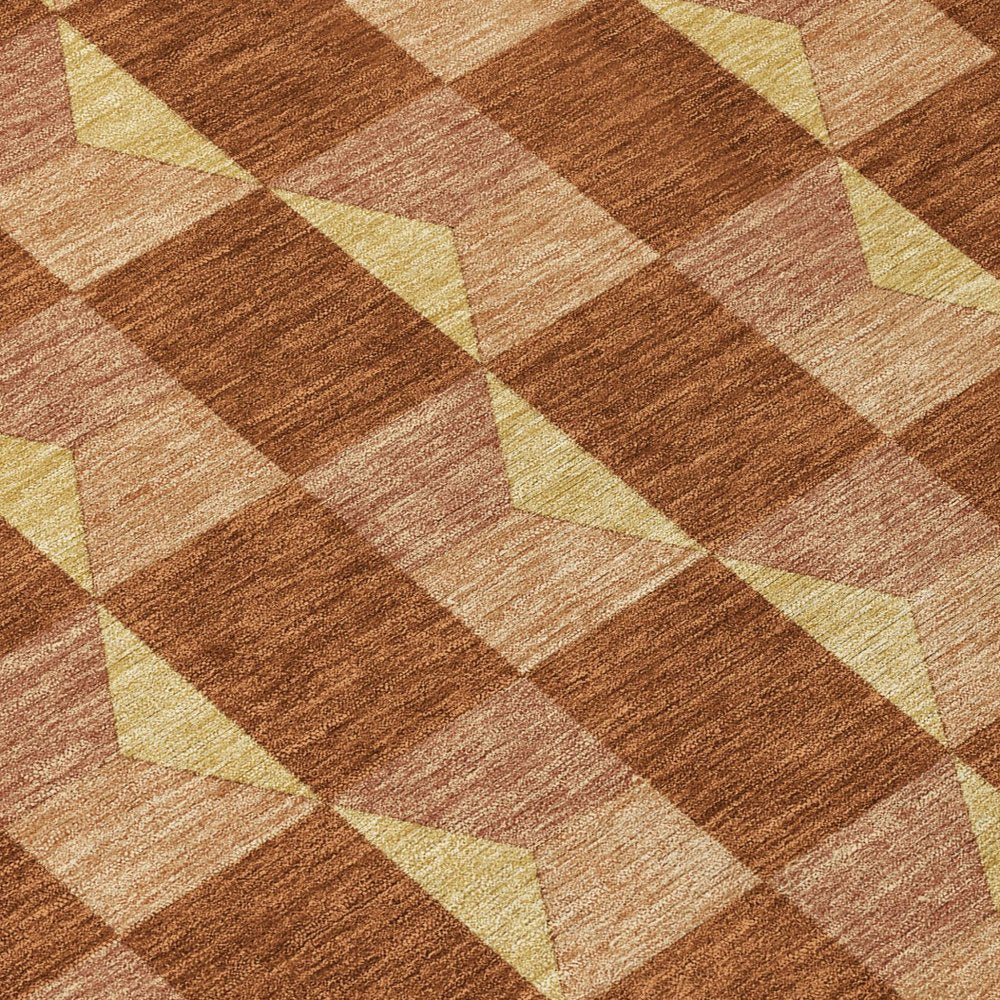 9' X 12' Orange And Brown Geometric Washable Indoor Outdoor Area Rug HomeRoots