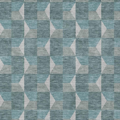 5' X 8' Teal Blue And Gray Geometric Washable Indoor Outdoor Area Rug HomeRoots