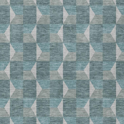 5' X 8' Teal Blue And Gray Geometric Washable Indoor Outdoor Area Rug HomeRoots