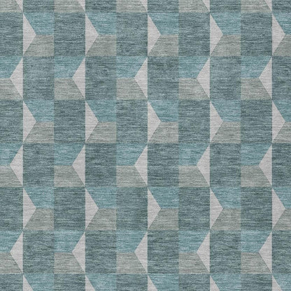 9' X 12' Teal Blue And Gray Geometric Washable Indoor Outdoor Area Rug HomeRoots