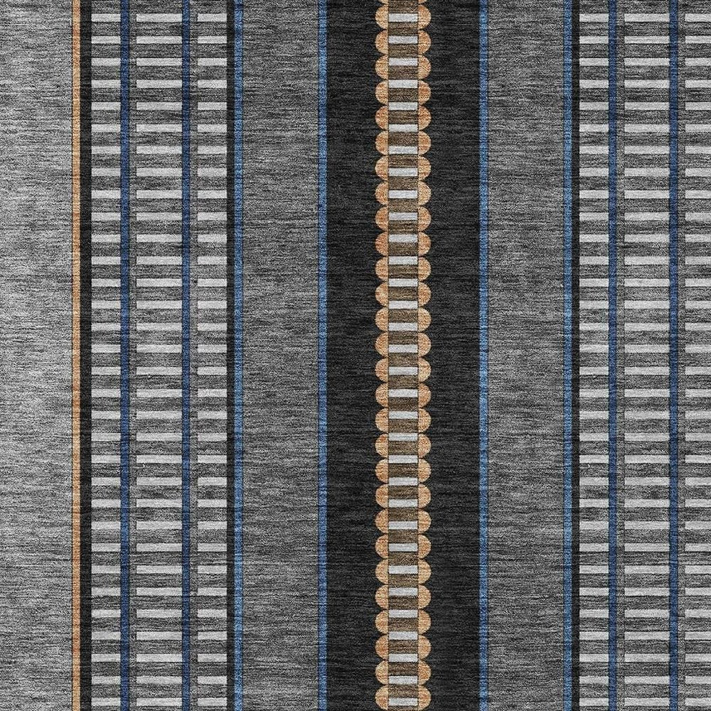5' X 8' Black And Copper Striped Washable Indoor Outdoor Area Rug — view 4
