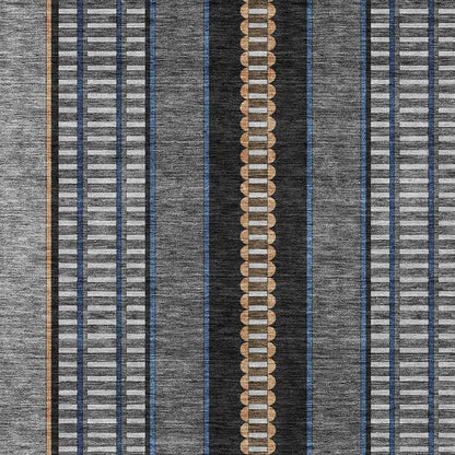 5' X 8' Black And Copper Striped Washable Indoor Outdoor Area Rug HomeRoots